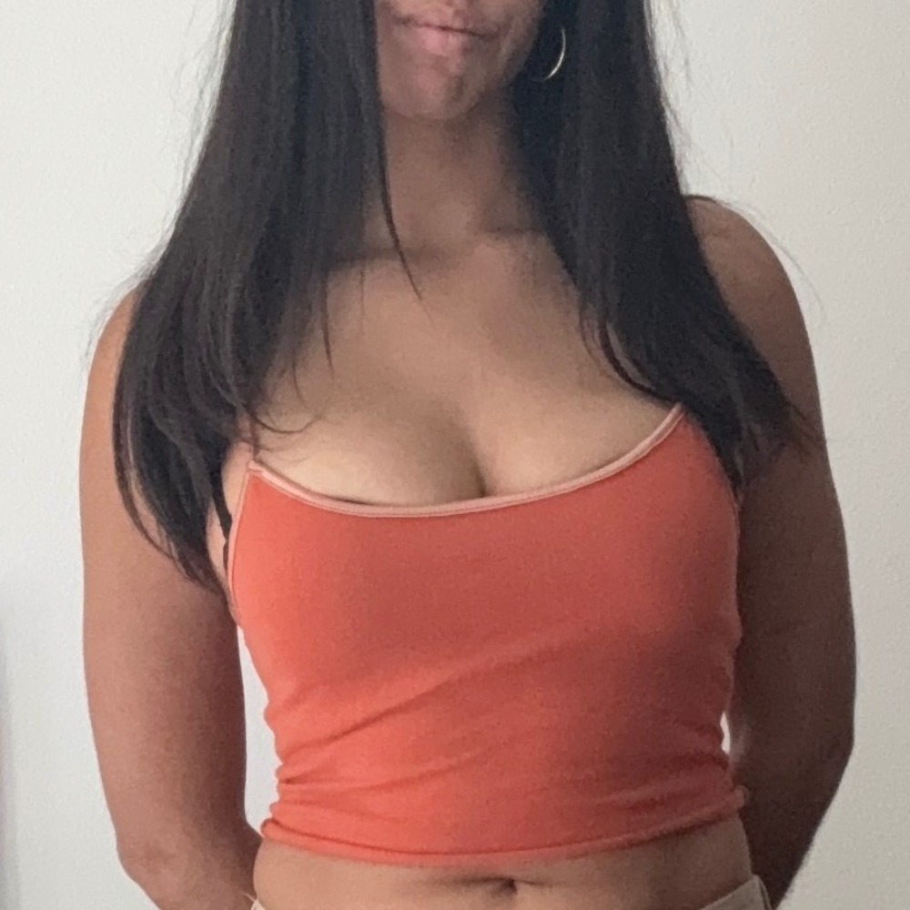 Brittany Black Burnt Orange Cropped Cami Top with Adjustable Straps Size M